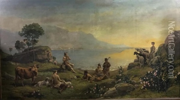 Scene Pastorale Oil Painting - Theodore Levigne