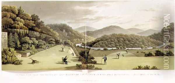 General View from the South and East Fronts of the Cottage at Endsleigh, Devon Before from Fragments on the Theory and Practice of Landscape Gardening, pub. 1816 Oil Painting - Humphry Repton