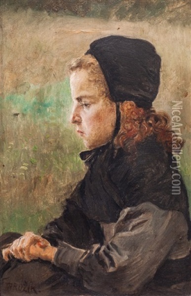 Divka Z Bretagne Oil Painting - Vaclav Brozik