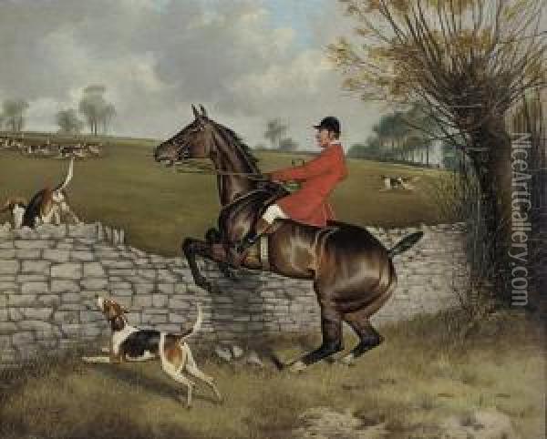 Taking A Wall Oil Painting - Of John Alfred Wheeler