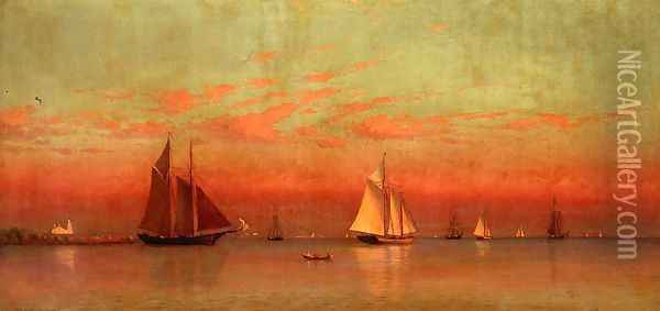 Evening in Gloucester Harbor Oil Painting - Francis Augustus Silva