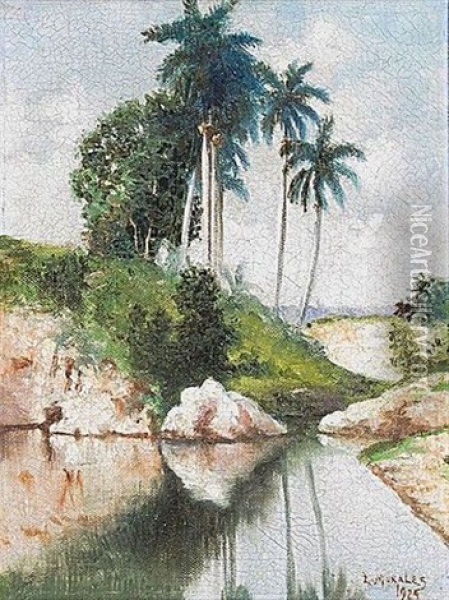 Riviere A Cuba Oil Painting - Eduardo Morales