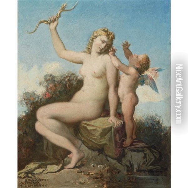 Venus And Cupid Oil Painting - Henri Lehmann