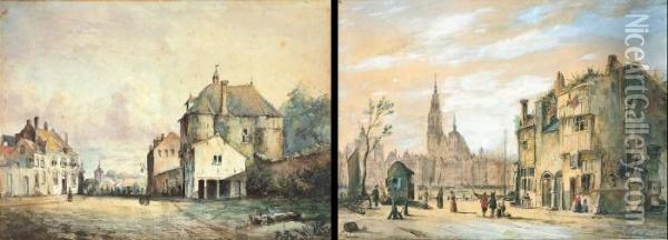 Antwerpen Gezien Vanop Het Vlaams Hoofd - Zicht Op Oude God (mortsel) Oil Painting - Cornelis Springer