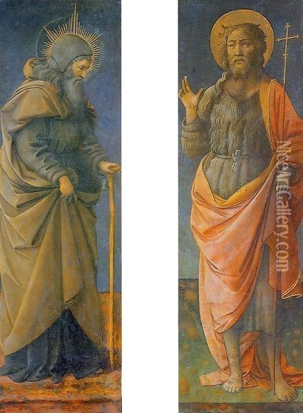 St Anthony Abbot and St John the Baptist Oil Painting - Fra Filippo Lippi