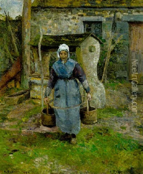 La Mere Presle, Montfoucault Oil Painting - Camille Pissarro