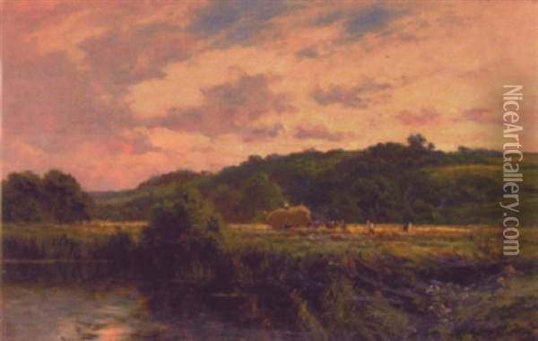 Near Marlow On Thames Oil Painting - Henry H. Parker