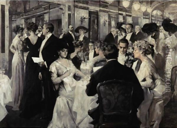 An Elegant Soiree Oil Painting - Albert B. Wenzell