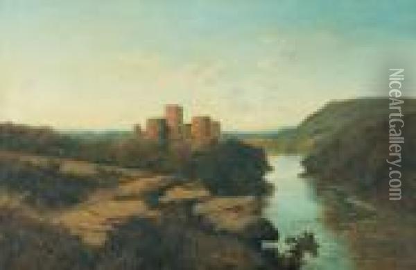 Richmond Castle. Oil Painting - Edmund John Niemann, Snr.