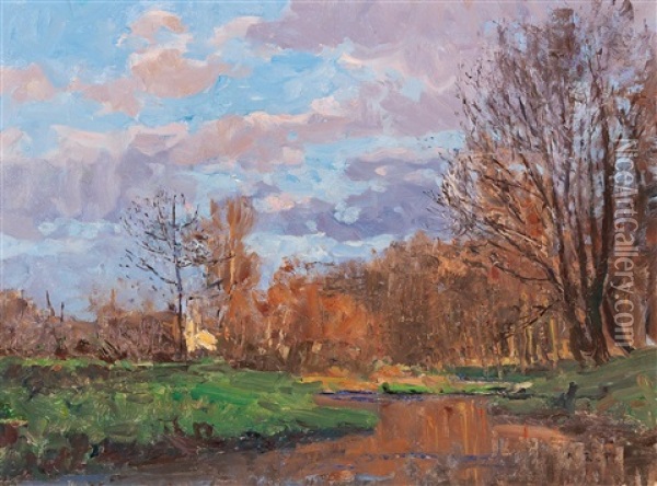 In Der Au Bei Krems [the Meadow Near Krems] Oil Painting - Alfred Zoff