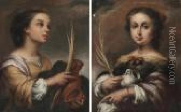 Saint Justa; And Saint Rufina Oil Painting - Bartolome Esteban Murillo