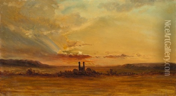 Das Kloster Metten Bei Untergehender Sonne Oil Painting - Carl Robert Kummer