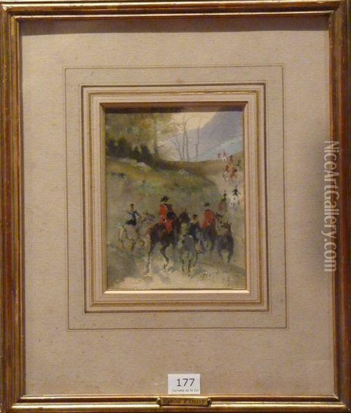 Scene De Chasse A Courre Oil Painting - Jules, Baron Finot