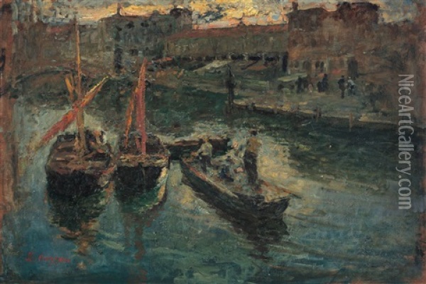 Venezia Oil Painting - Leonardo Bazzaro