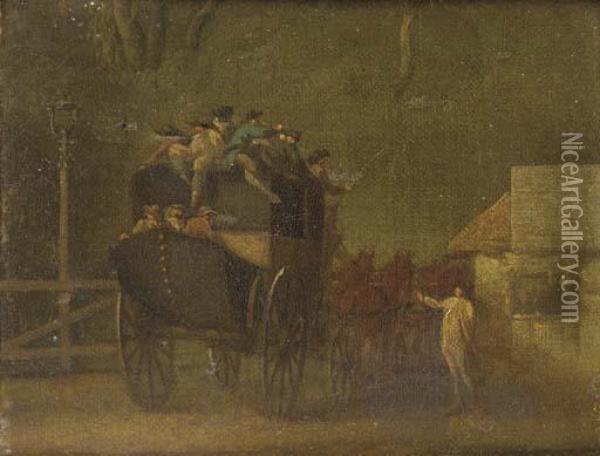 The Turnpike Gate Oil Painting - George Morland