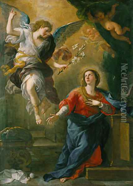The Annunciation 1672 Oil Painting - Luca Giordano