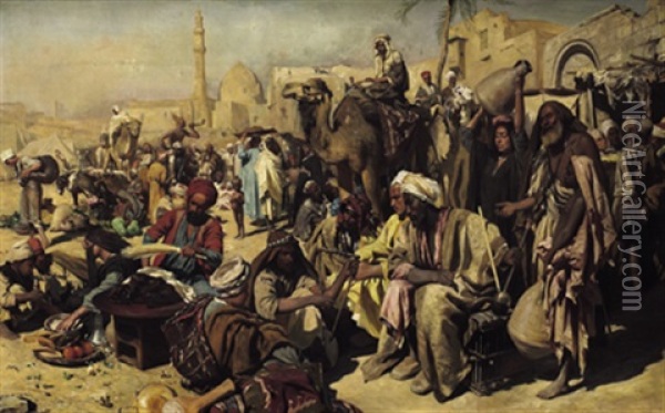 Der Markt In Kairo Oil Painting - Carl Leopold Mueller
