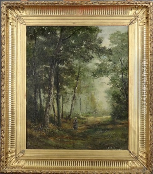 Jeune Femme Dans Les Bois Oil Painting - Eugene Bourgeois