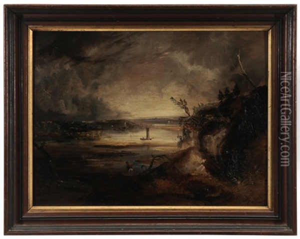 Figure On A River Bank Oil Painting - George Loring Brown