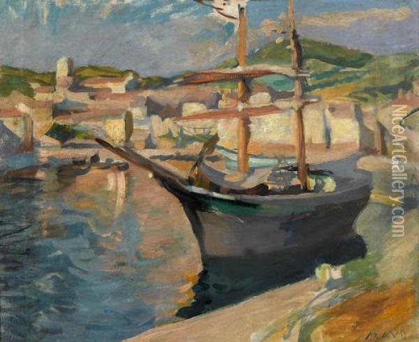 Hafenpartie Mit Segelboot In Sudlicher Stadt Oil Painting - Maurice Denis