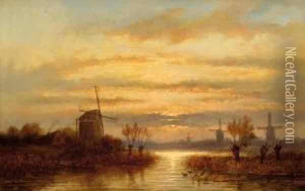 A Mill By The Water Oil Painting - Louis Sierich