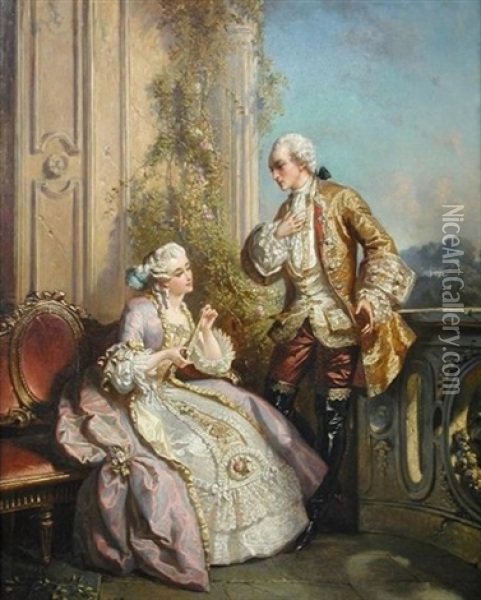 The Proposal Oil Painting - Josef Hendrik Hubert Lies