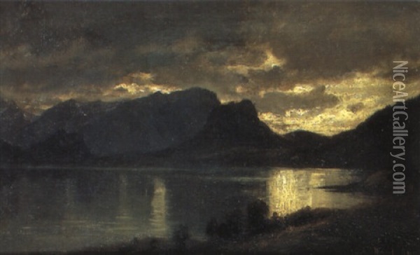 Romdalsfjorden - Skymning Oil Painting - Hans Frederick Gude