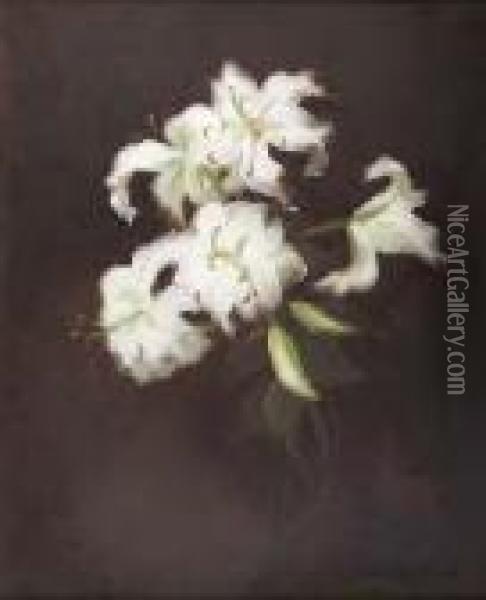Still Life Of White Lilies Oil Painting - James Stuart Park