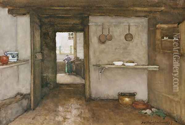 Kitchen Interior, c.1899 Oil Painting - Johan Hendrik Weissenbruch