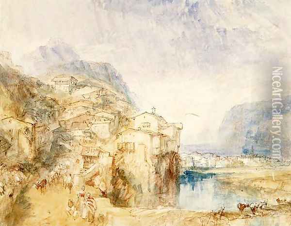 Brunnen, with Lake Lucerne in the distance, c.1842 Oil Painting - Joseph Mallord William Turner