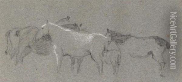 Studies Of Deer And Horses Oil Painting - Peter de Wint