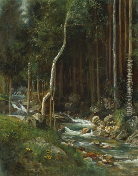 Waldstuck Mit Bachlauf Oil Painting - Hermann Pohle the Elder