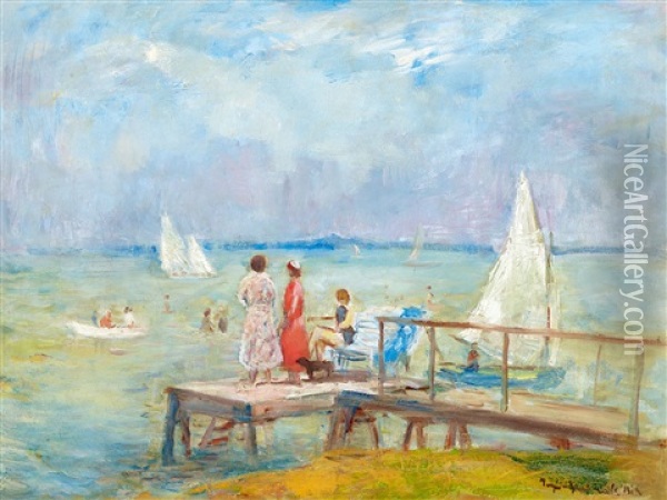 Afternoon By Lake Balaton Oil Painting - Bela Ivanyi Gruenwald