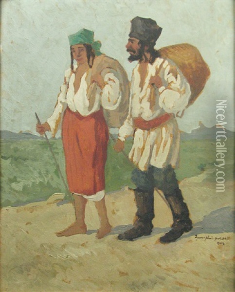 Nomads Oil Painting - Gheorghe Zamphiropol Dall