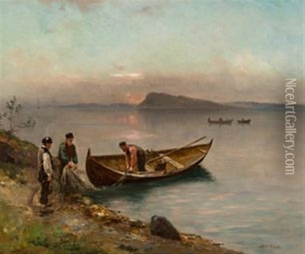 Fiskere Oil Painting - Axel Ender