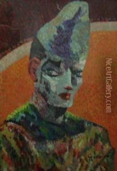 Tete De Clown
 Huile Sur Papier Oil Painting - Gerard Vidal