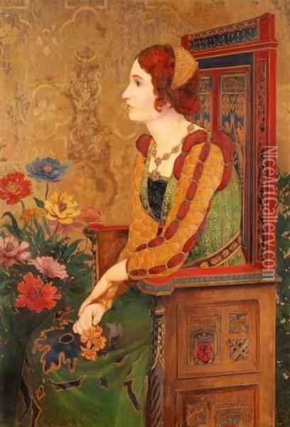 Sitzende, Junge Frau
In Historisierendem Kostum Oil Painting - Rene Lackerbauer
