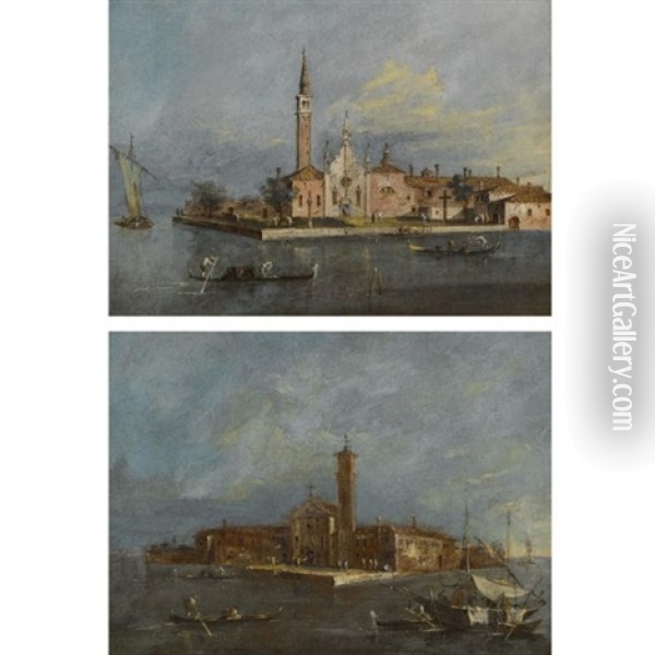 Venice, A View Of The Island Of S. Lazzaro (+ Venice, A View Of The Island Of Santa Maria Delle Grazie; Smllr; Pair) Oil Painting - Giacomo Guardi