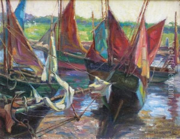 Petit Port En Bretagne Oil Painting - Emil Benediktoff Hirschfeld