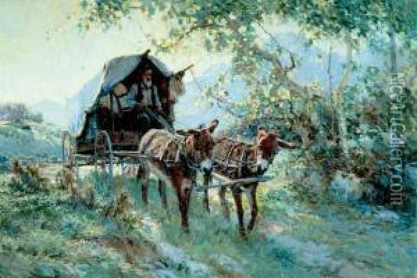 Up From The Arroyo Oil Painting - John Frost
