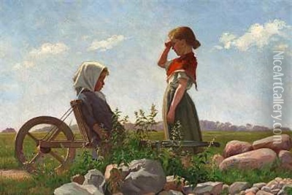 To Smapiger Pa Heden, Sommer Oil Painting - Emilie (Caroline E.) Mundt