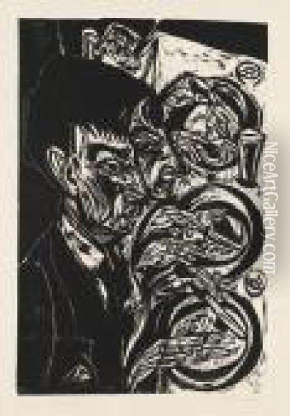 Nervose Beim Diner Oil Painting - Ernst Ludwig Kirchner
