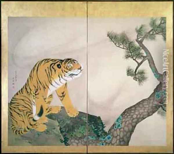 Tiger Screen Japanese 1781 Oil Painting - Maruyama Okyo