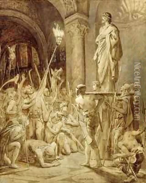 Clovis (465-511) Carried on his Shield Oil Painting - Joseph Paul Blanc