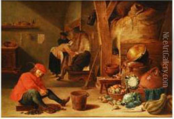 Interior De Cocina Oil Painting - David Teniers De Jonge