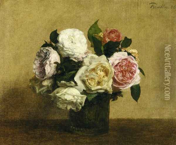 Roses 4 Oil Painting - Ignace Henri Jean Fantin-Latour