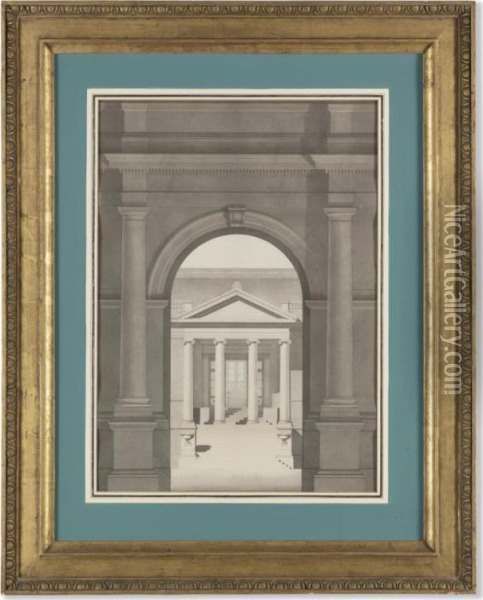Project For Entry And Portico Of A Public Building Oil Painting - Henry Beyeart
