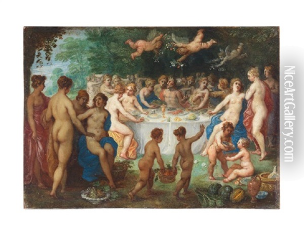 The Feast Of The Gods, Possibly The Wedding Of Peleus And Thetis Oil Painting - Hendrik van Balen the Elder