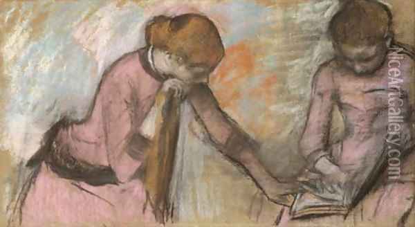 Jeunes filles regardant un album Oil Painting - Edgar Degas