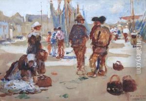 Breton Fishing Port Oil Painting - Frederick William Jackson